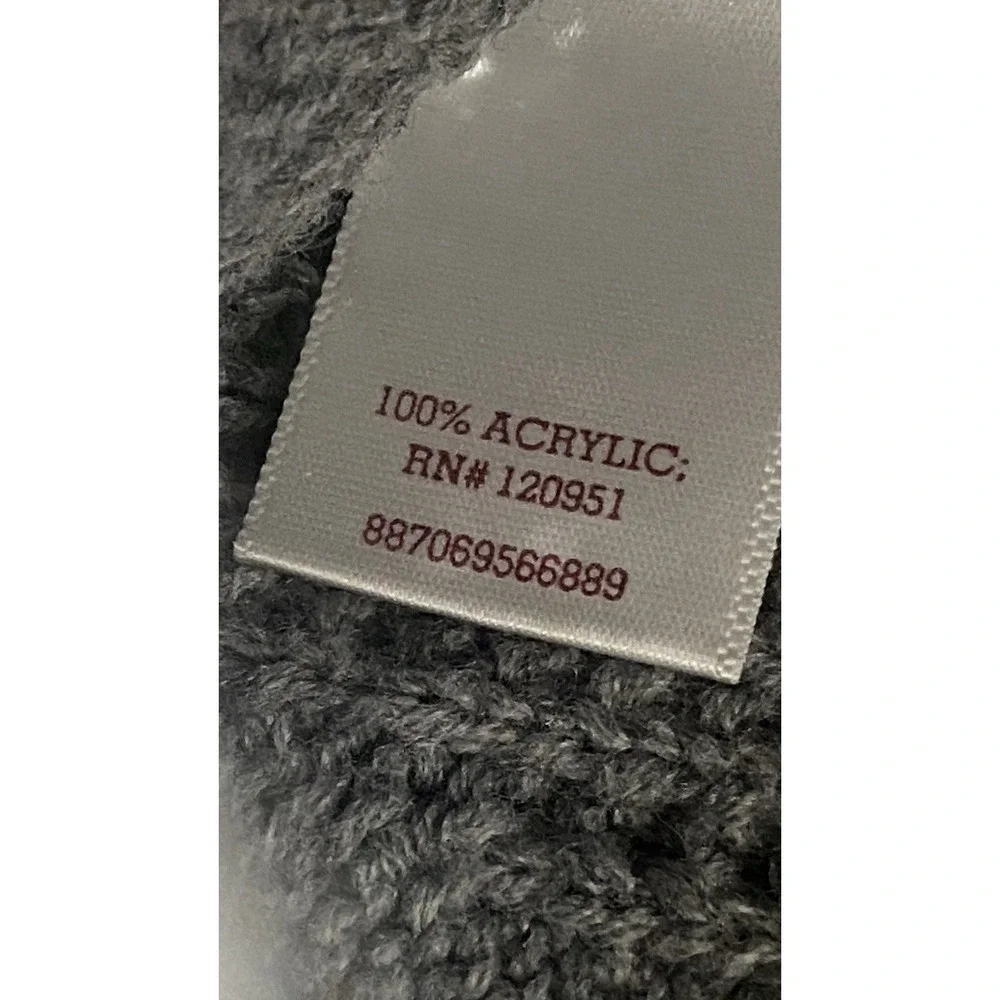 Womens Gray Cable Knit Sweater Long Sleeve Scoop Neck Soft Pullover Cozy Knit